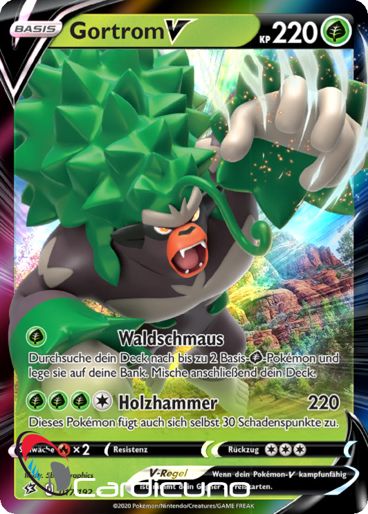 Gortrom V 017/192 Clash of the Rebels | Rillaboom V German Pokemon Trading Card