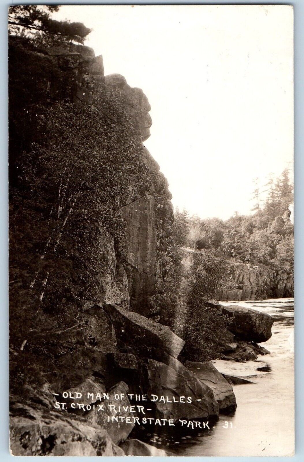 Wisconsin WI Postcard RPPC Old Man Of The Dalles St. Croix River Interstate Park
