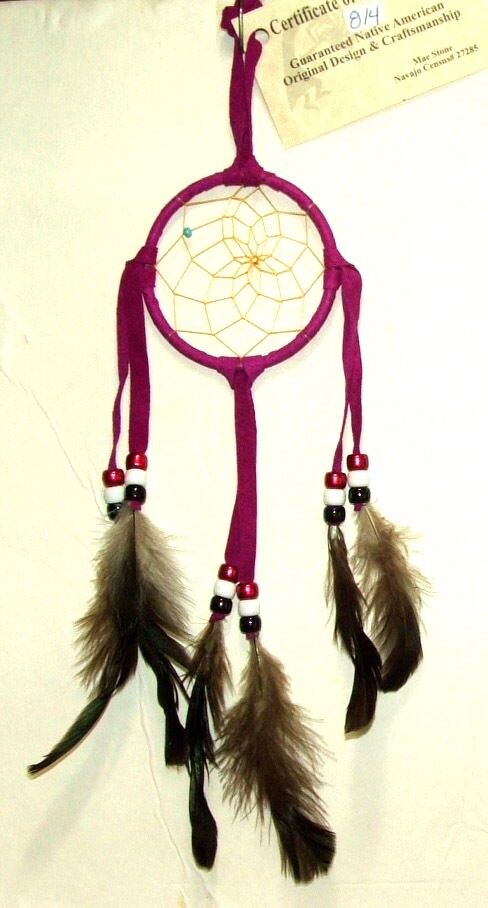 Authentic Native American Dreamcatcher FUSHIA 3\