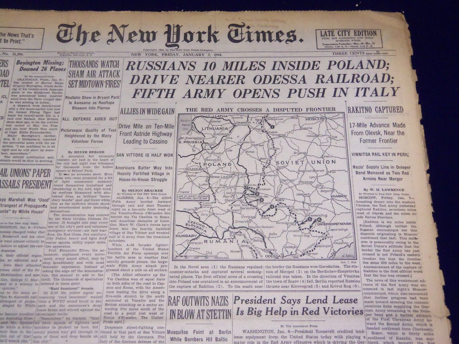1944 JANUARY 7 NEW YORK TIMES - FIFTH ARMY OPENS PUSH IN ITALY - NT 799