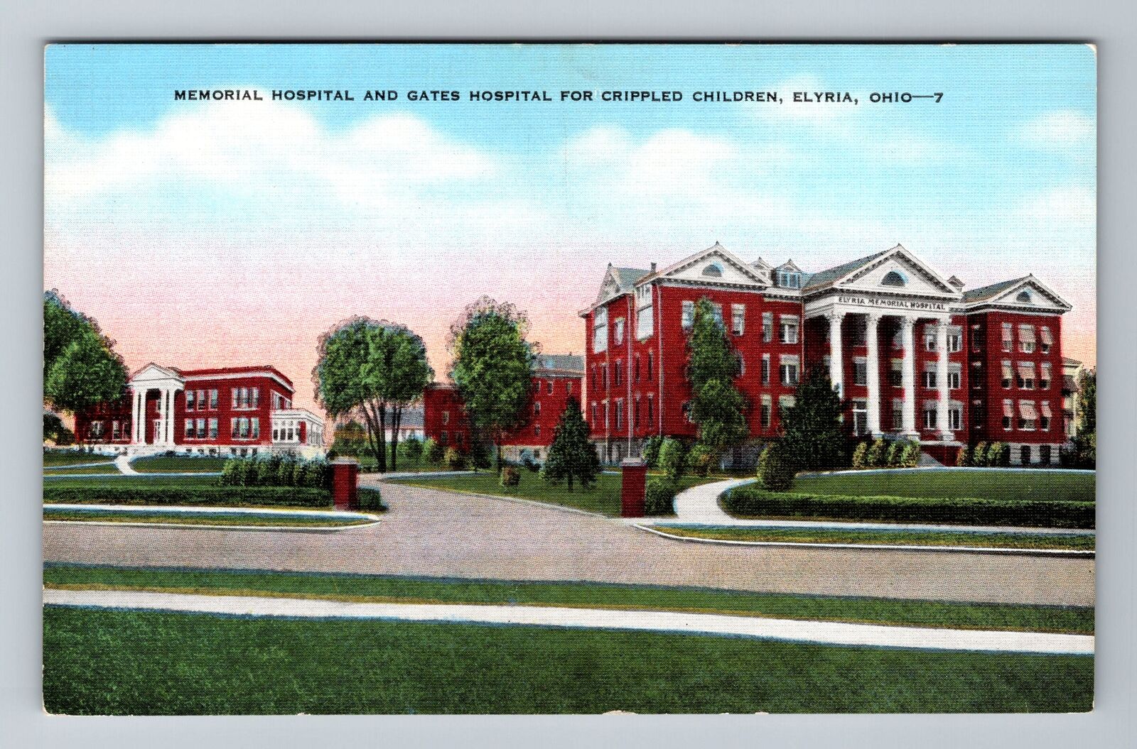 Elyria OH-Ohio, Memorial Hospital, Gates Hospital Vintage Souvenir Postcard
