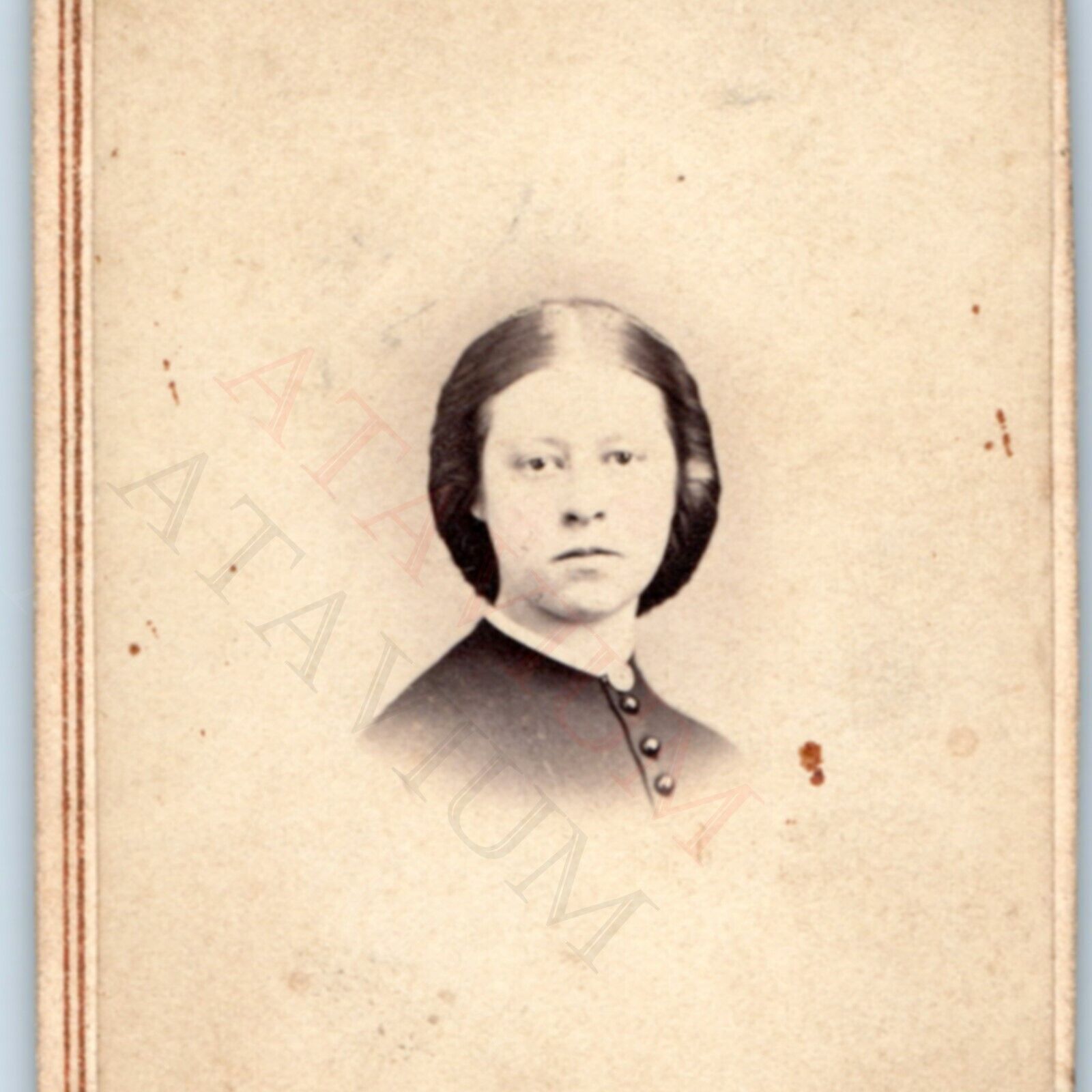 c1860s Lovely Lady Headshot Portrait Woman CDV Real Photo Old Hair Style H37