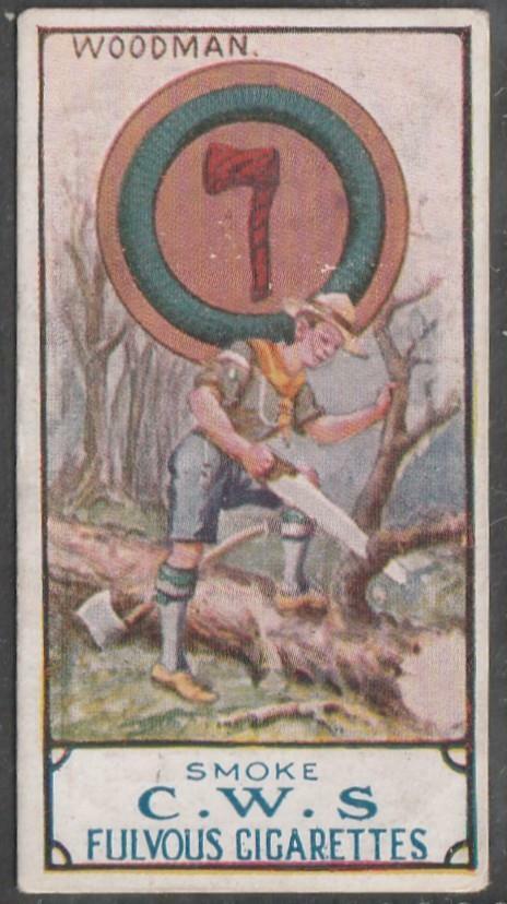 CWS Boy Scouts, Fulvous Cigarettes, 1912, No 25, Woodman (very rare)