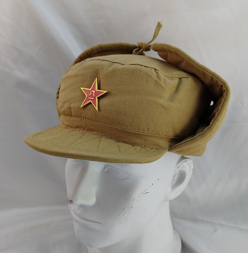 KOREAN WAR CHINESE ARMY SOLDIER M-1950 WINTER CAP COTTON MILITARY HAT SIZE XL