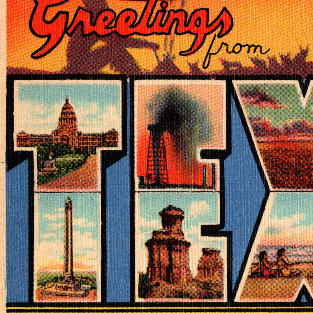 Vintage 1940s Greetings From Texas Postcard Land Of Modern Pioneer Sweetwater