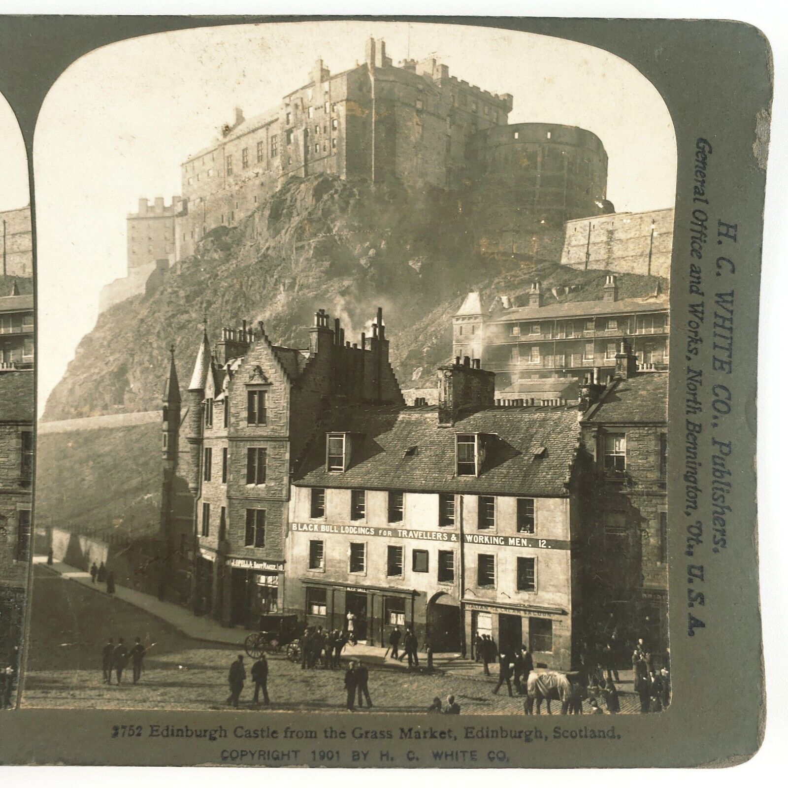 Black Hill Lodgings Scotland Stereoview c1903 Edinburgh Castle Street Card A2451