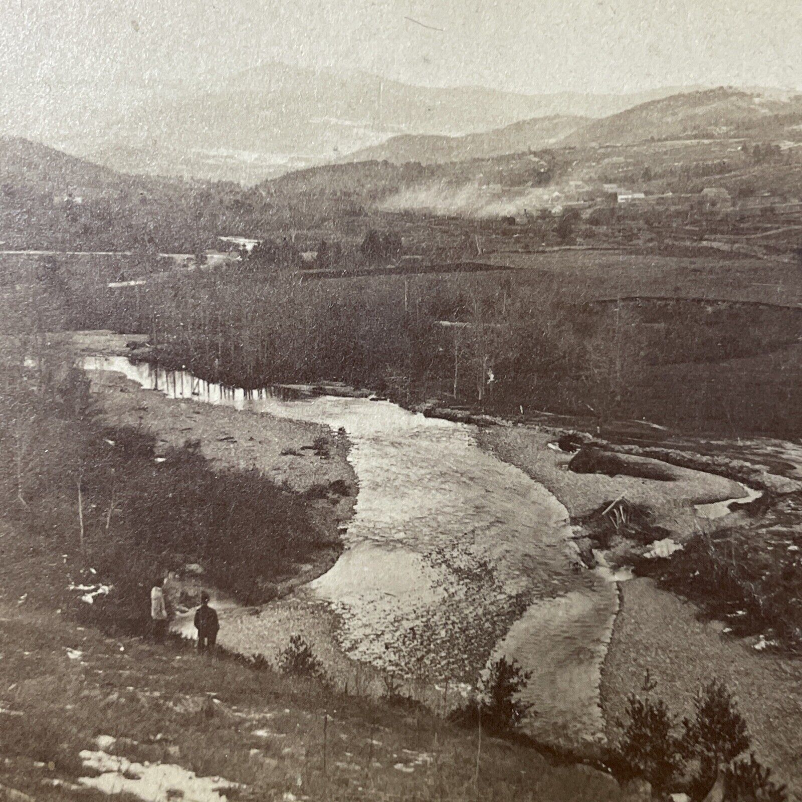 Antique 1870s Spring Rain Flooding Mt Moosilauke Stereoview Photo Card V1821