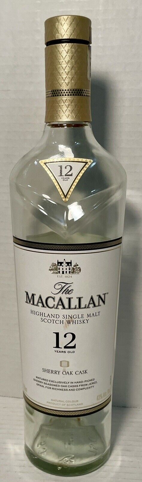 MACALLAN 12 Year Old Highland Single Malt Scotch Whisky EMPTY BOTTLE ONLY 750 Ml
