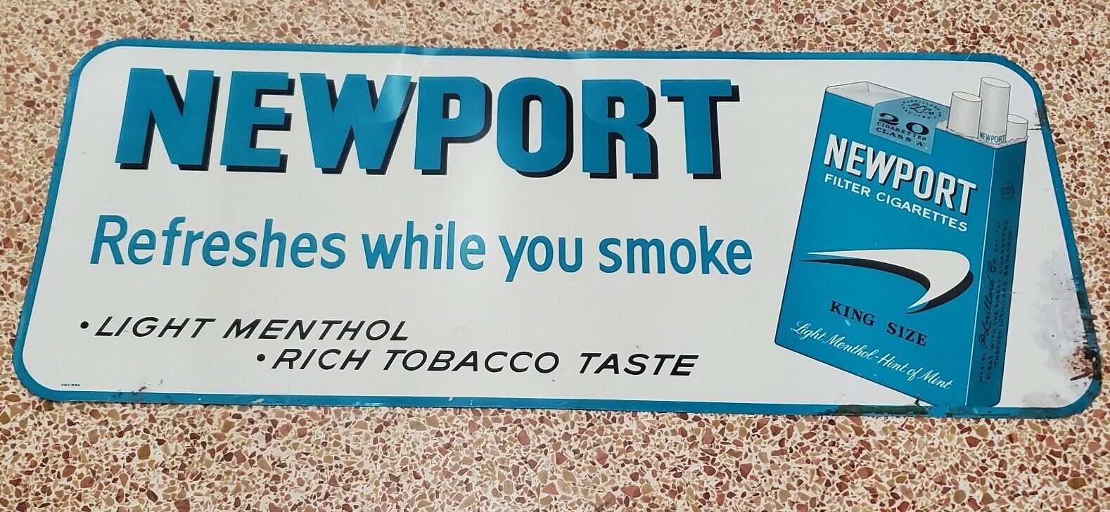 Newport Cigarettes Metal Sign Vintage Old 1960\'s or earlier? Bar Man Cave