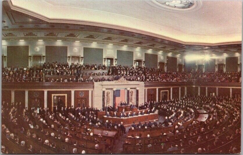 1960s Washington, D.C. Postcard JOINT SESSION OF CONGRESS President Kennedy JFK