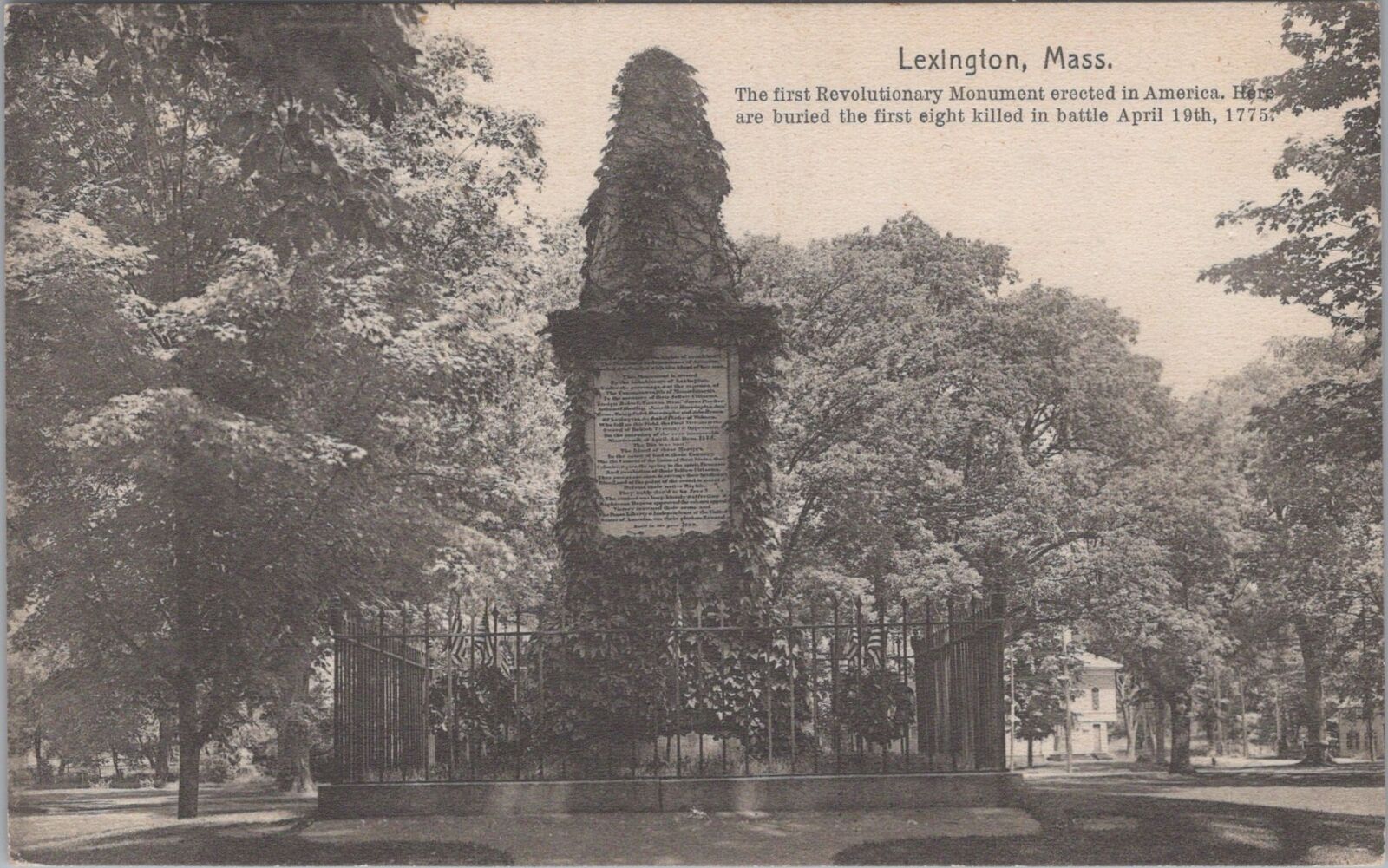 Revolutionary Monument Lexington Massachusetts Lexington 1910 Postcard