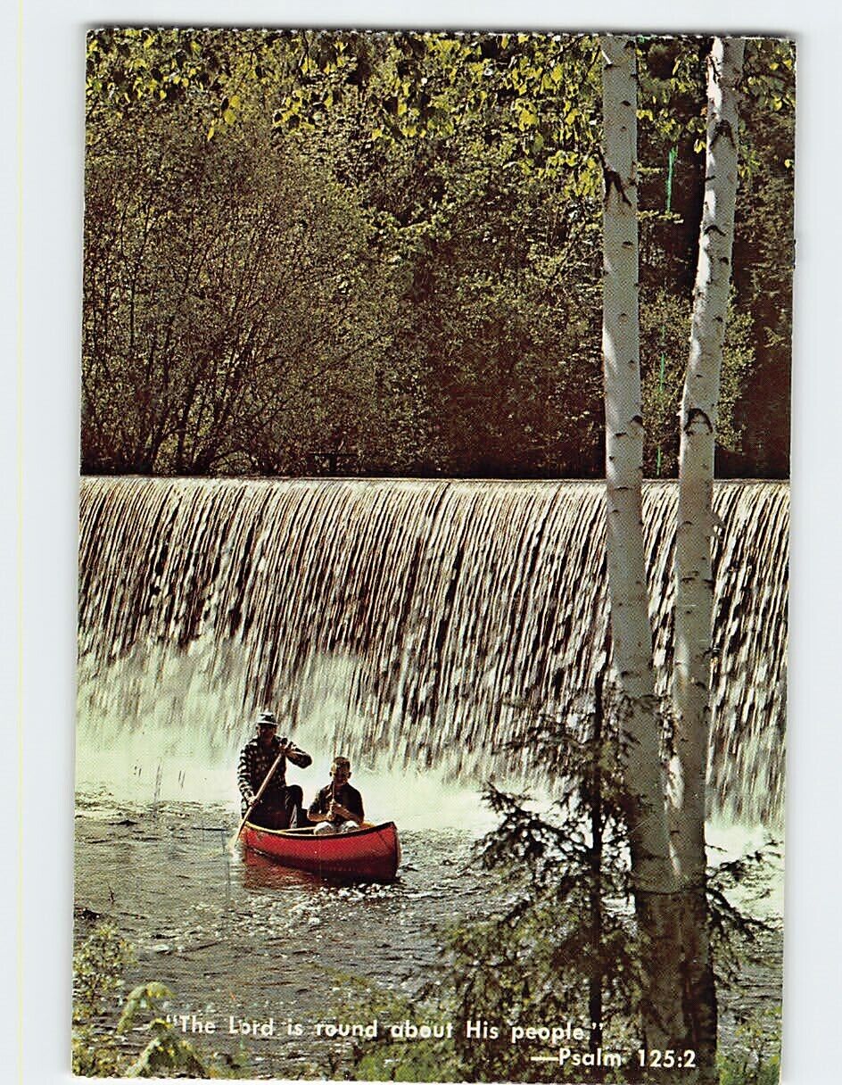 Postcard Falls Lake Trees Canoe Landscape Scenery