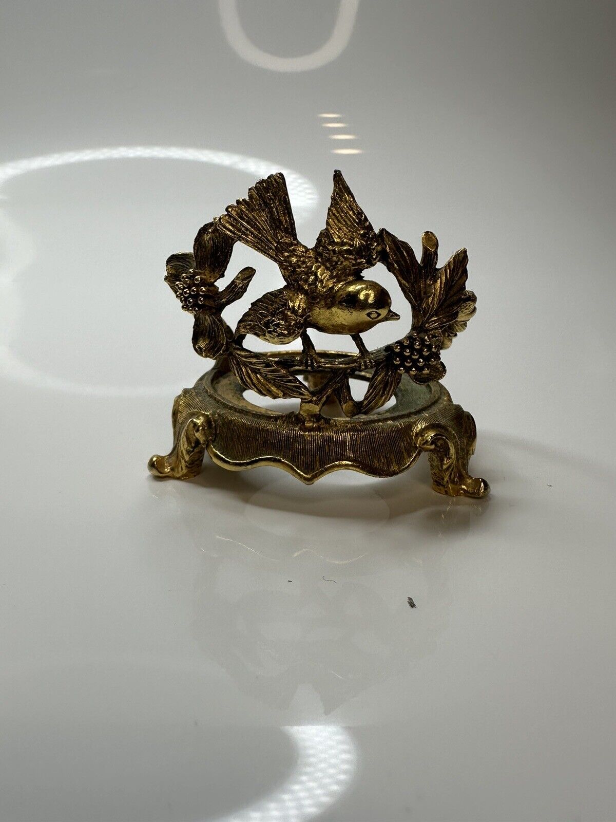 Vintage Matson Gold Tone Embellished Bird Porcelain Footed Holder (No Cup)