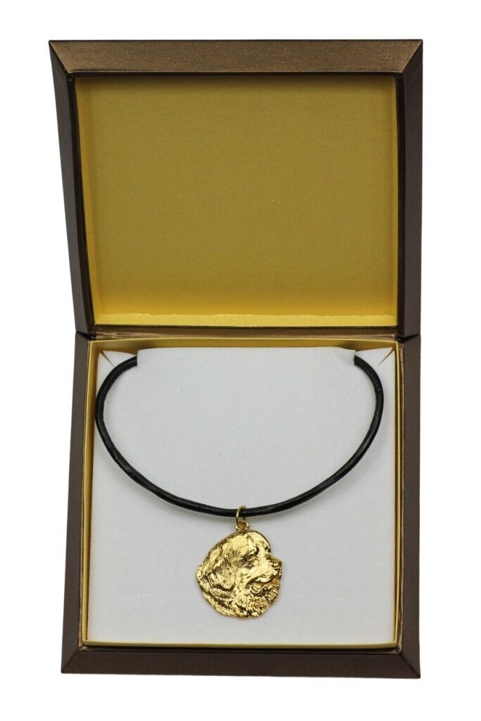 Newfoundland - Gold Plated Necklace with A Dog IN A Box Art Dog