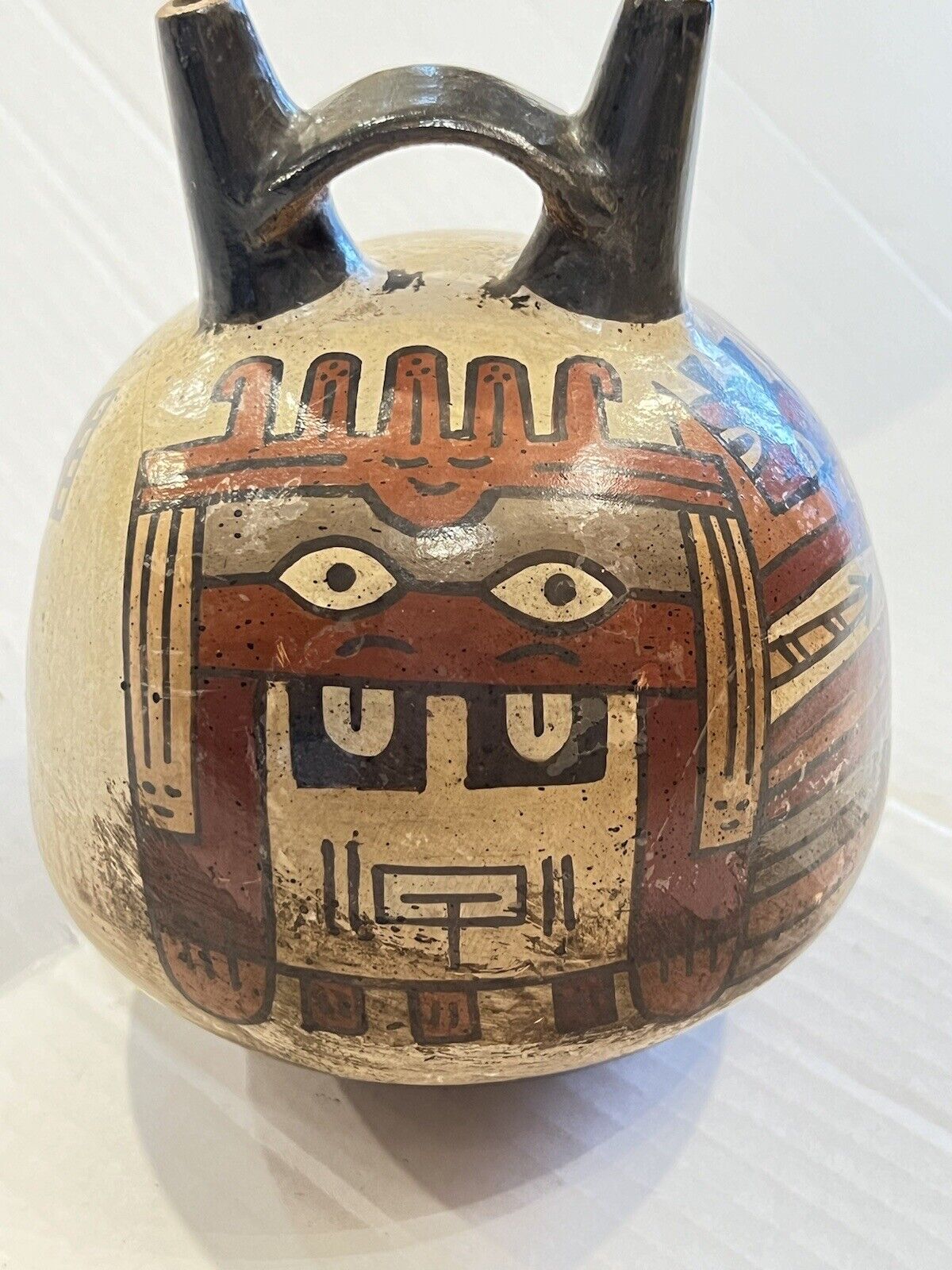 VTG Peru Archaeology Ceramic Nazca Replica Vase Nazca Rituals Double Spout Jar