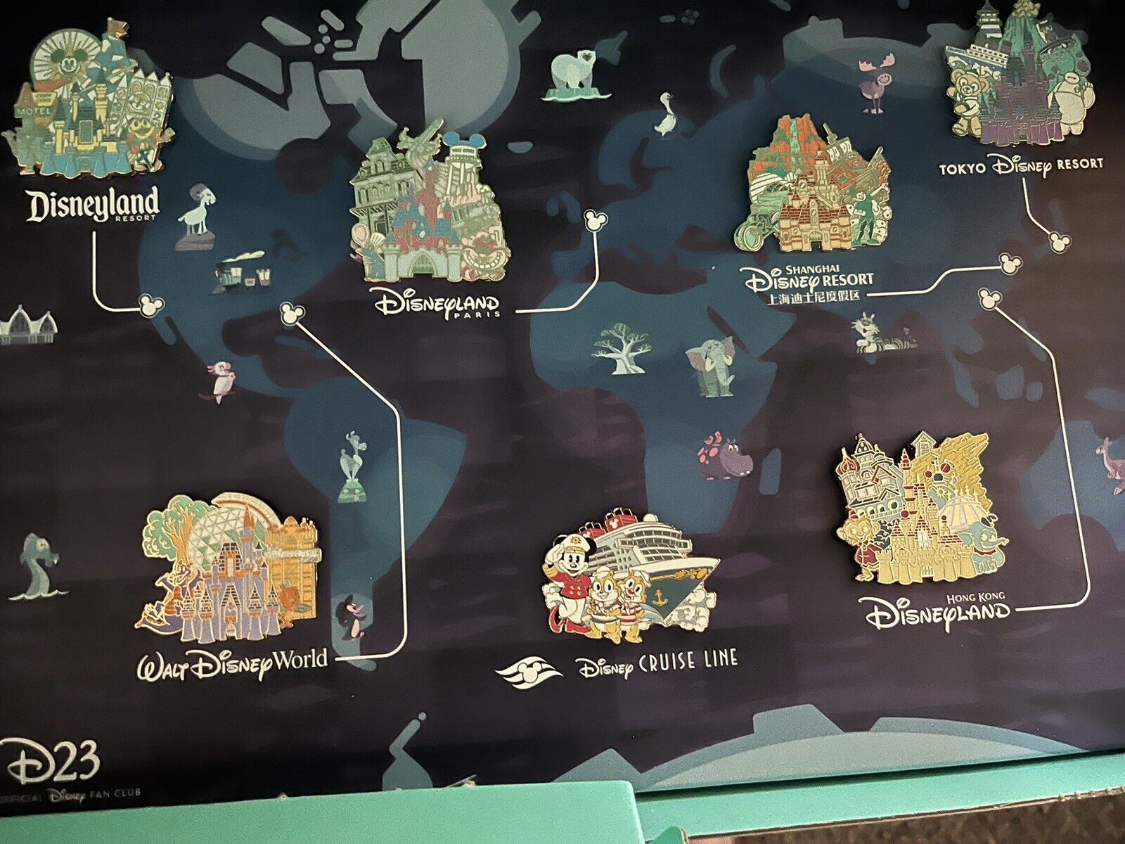 D23 Gold Member Pin Set 2022 - Around the World of Disney Parks