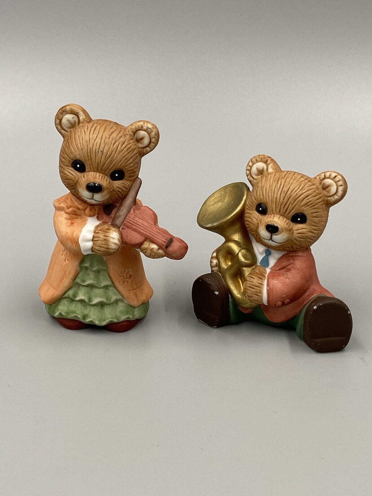 Homco Bears Instrument Playing Musical Figurines Set Of 2 #1422