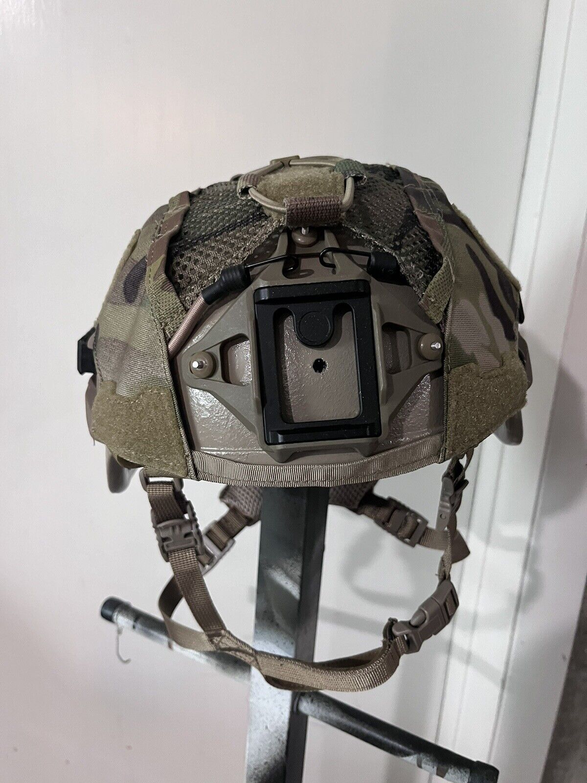 Medium Tan MSA Advanced Combat Helmet with Multicam Cover and Accessories