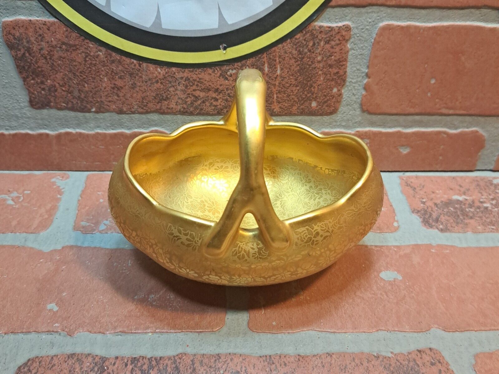 Vintage Osborne China 22k Gold Hand Painted Basket