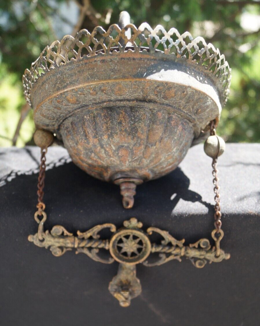 Antique 1860s - 1890s Oil Lamp Retractor - WORKS - Decorative - Bradley Hubbard?