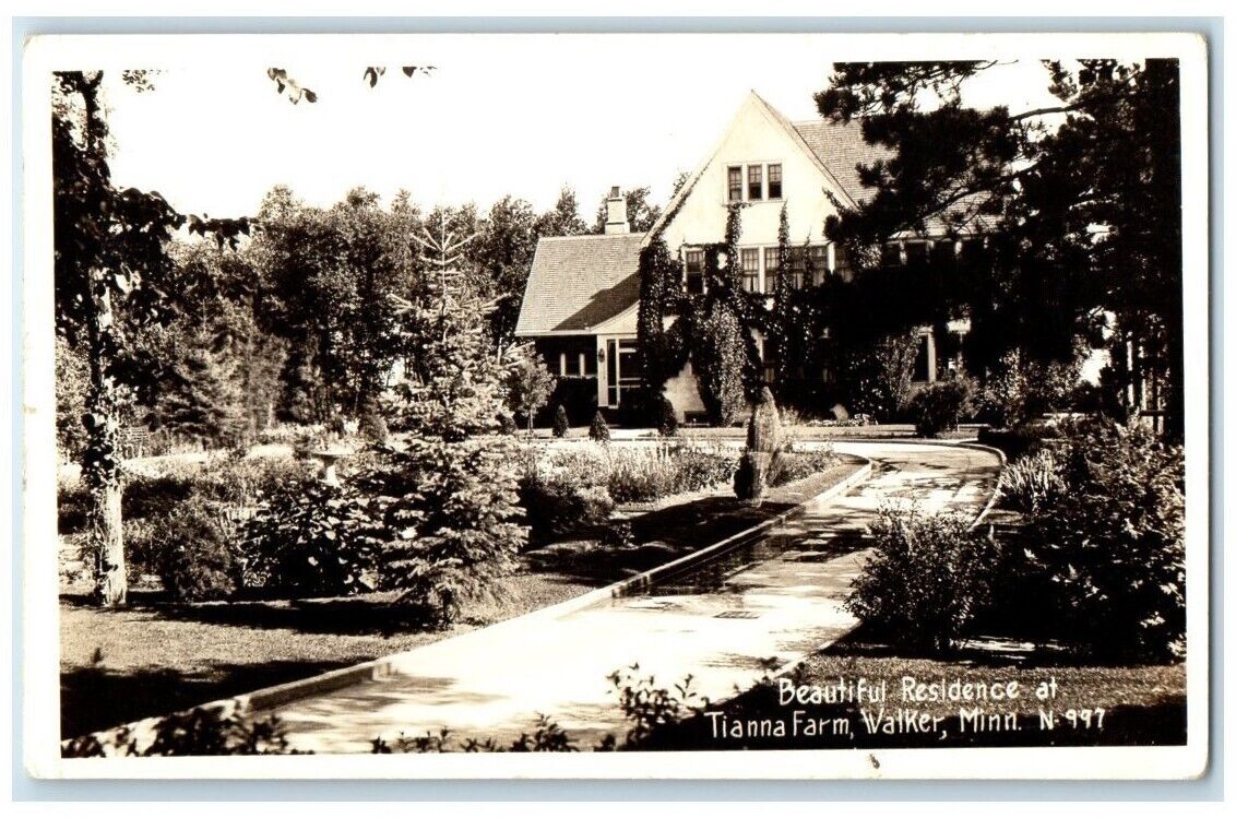 1938 Beautiful Residence At Tianna Farm Walker Minnesota MN RPPC Photo Postcard