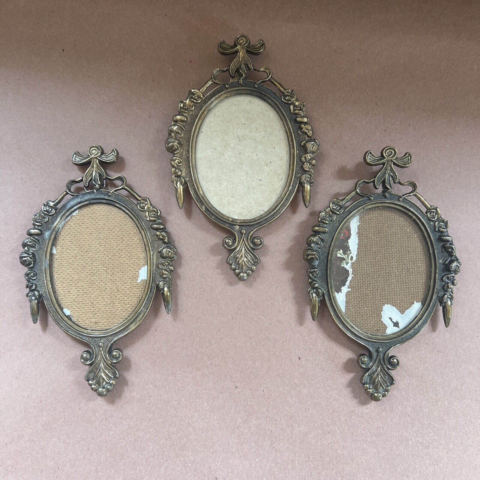 3 Vintage OVAL BRASS FRAMES MADE IN ITALY