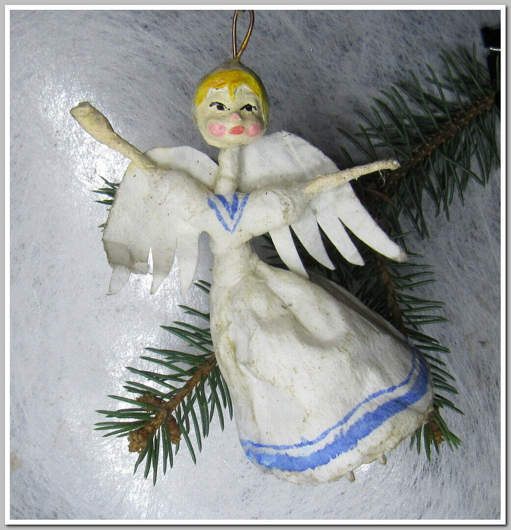 🎄Fairy-Vintage antique Christmas spun cotton ornament figure #293243