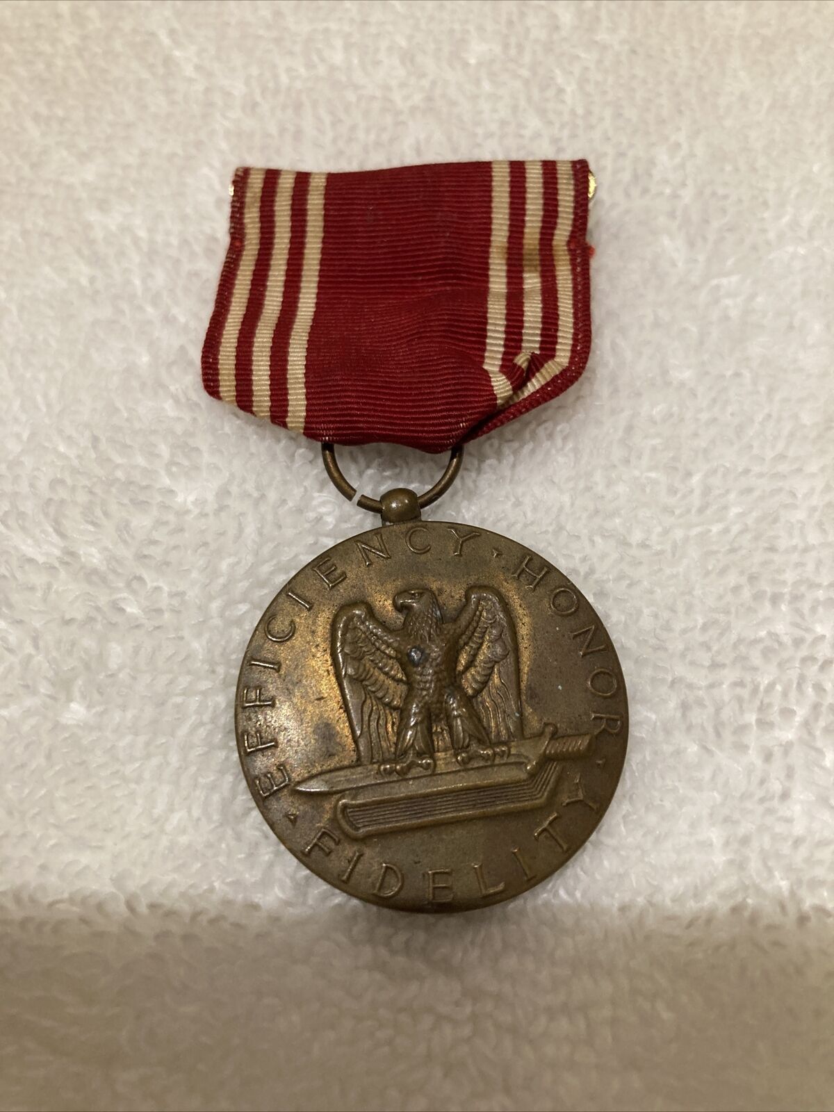 Vintage Efficiency, Honor, And Fidelity Medal And Ribbon With Pin