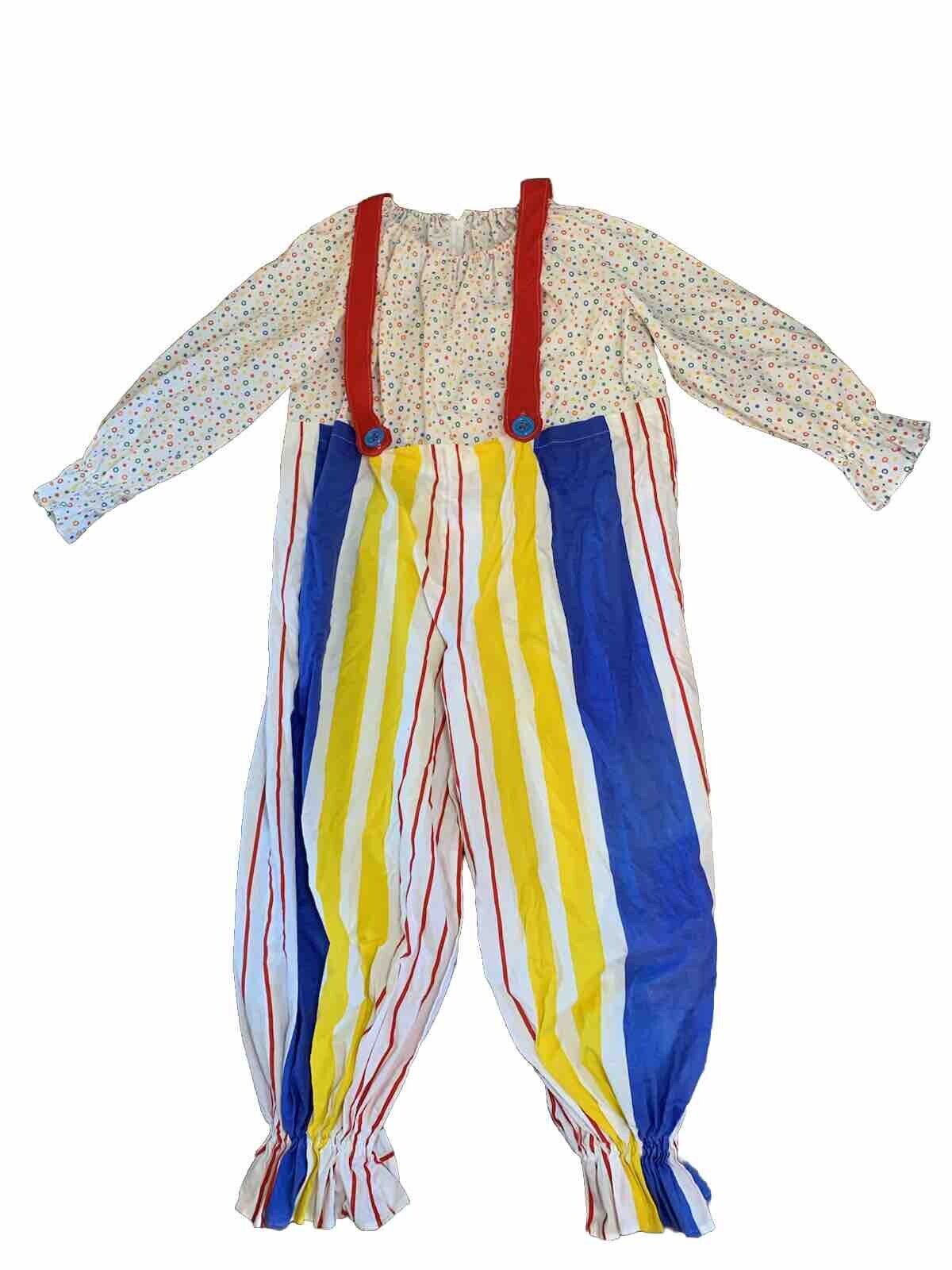 Vintage Adult Clown Costume Rainbow Jumpsuit.