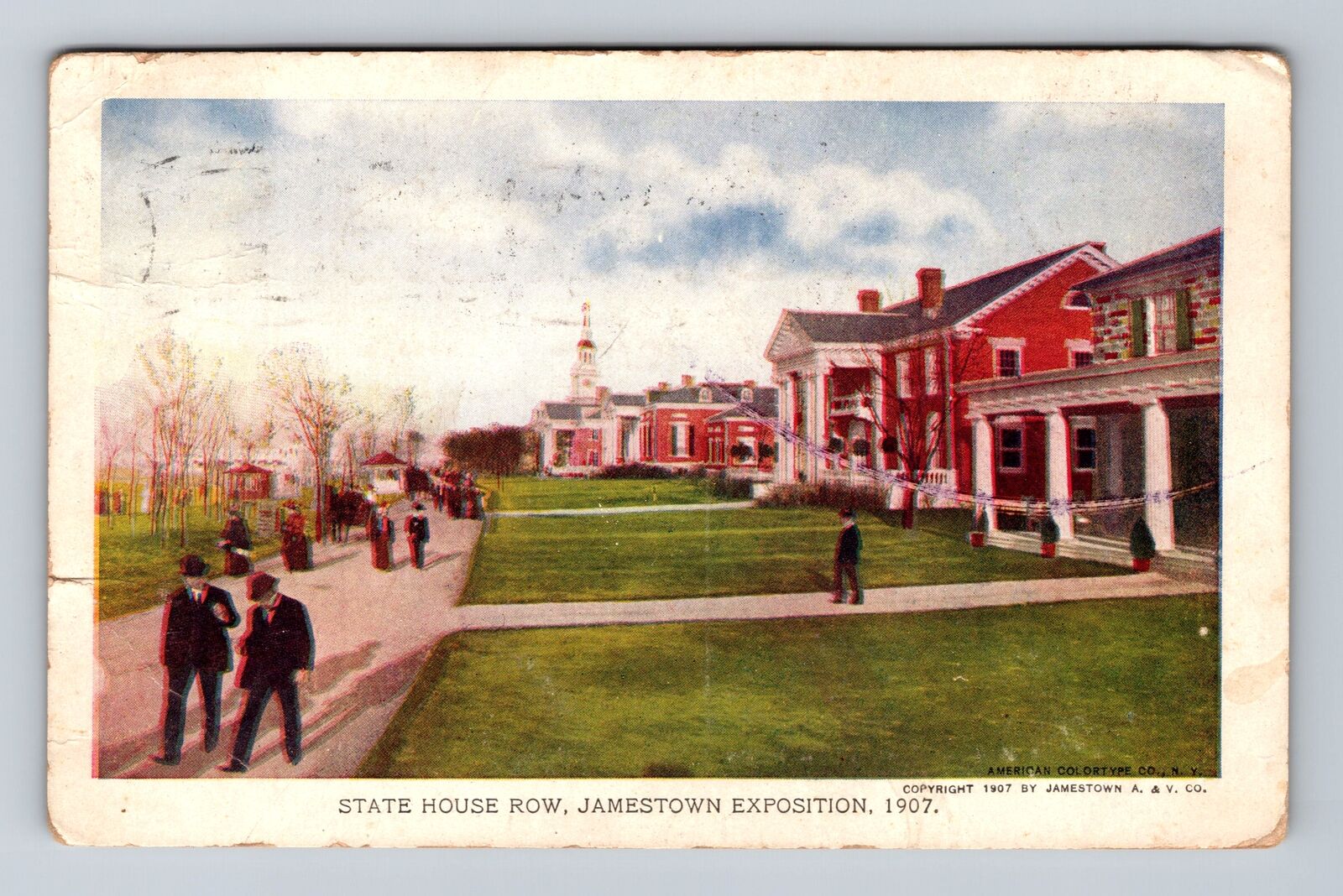 Norfolk VA-Virginia Jamestown Expo 1907 State House Row Antique Vintage Postcard