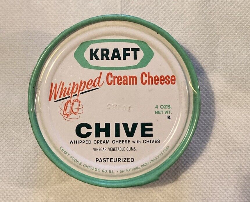 Vintage Kraft Whipped Cream Cheese  1960s Aluminum Container Excellent Condition
