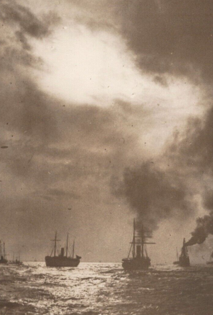 5G Photograph Artistic View Ocean Ship Steamships Clouds 1930's Sea Boats 5x7