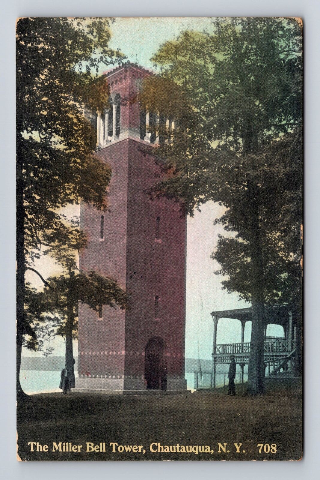 Chautauqua NY- New York, Miller Bell Tower, Antique, Vintage c1911 Postcard