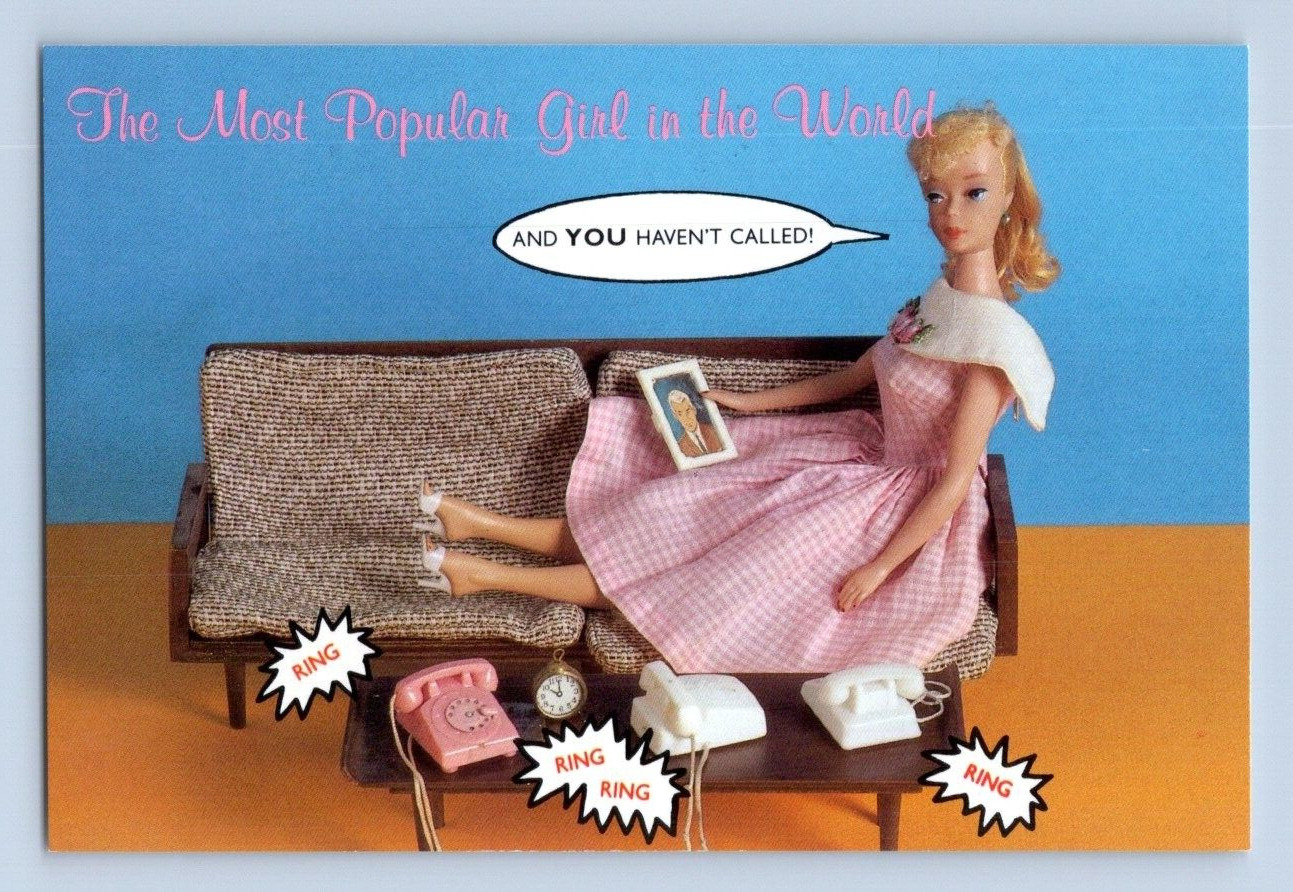 1989 THE MOST POPULAR GIRL IN THE WORLD BARBIE POSTCARD 4X6. SZ22