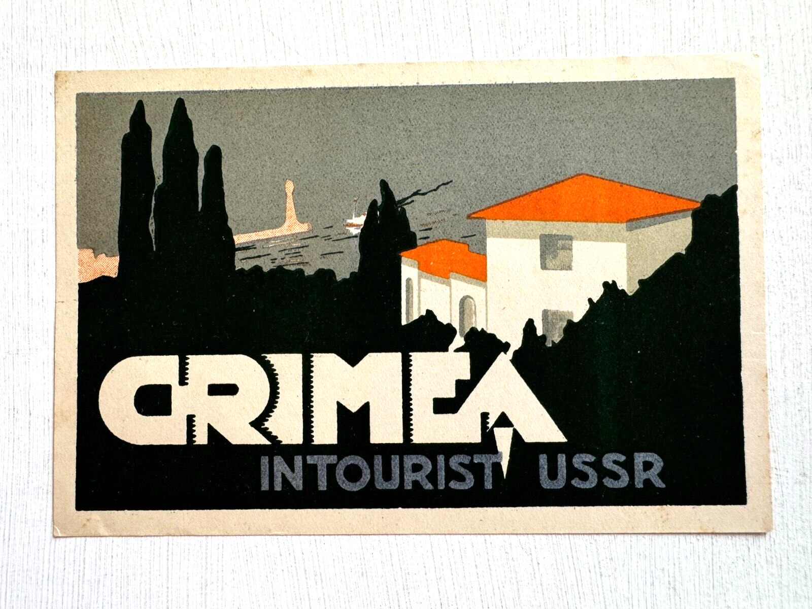 1940-50's Intourist Hotel Crimea USSR Ukraine Luggage Label