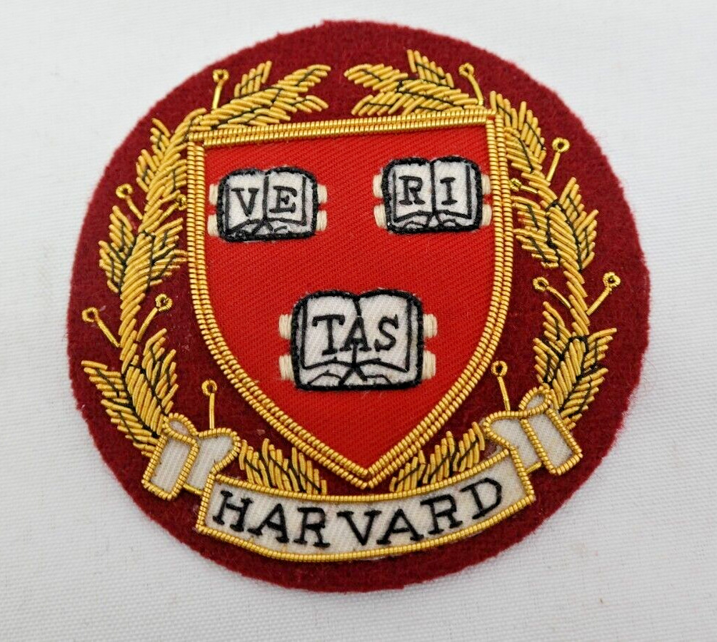 Harvard University Crest Blazer Shoulder Bullion Patch Red & Gold   AL