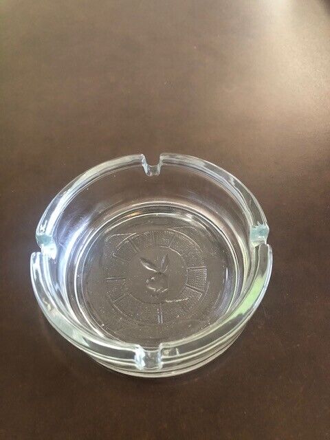 Vintage Playboy Club Ashtray Clear Glass Embossed Bunny Logo