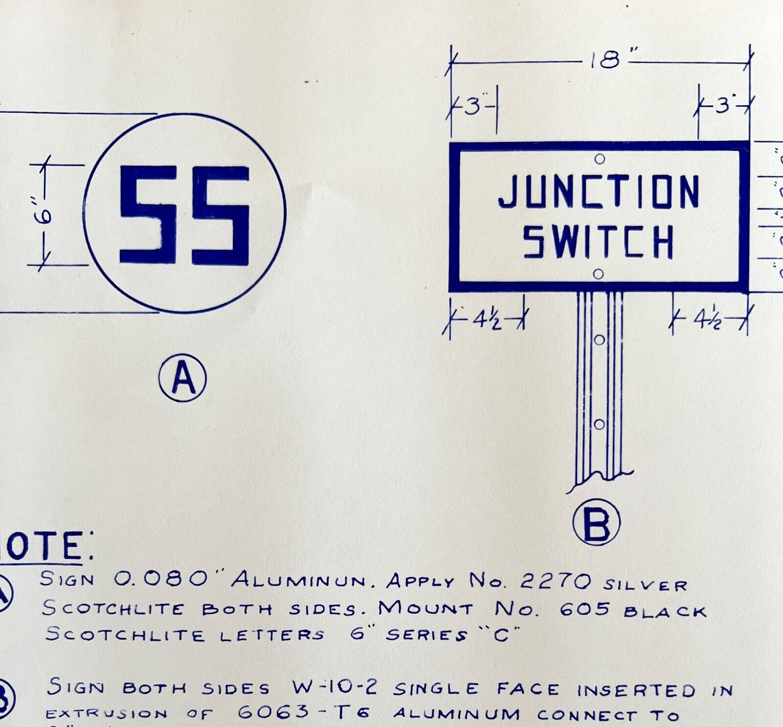 1966 Railroad Bangor Aroostook Junction Switch Signs Blueprint K14 Trains DWDD12