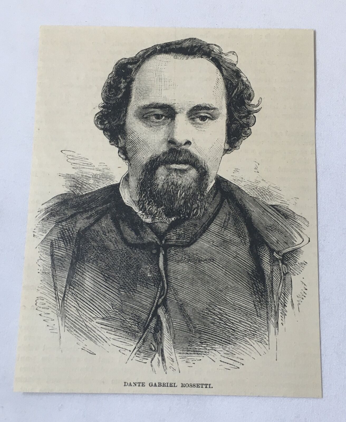 1886 magazine engraving ~ DANTE GABRIEL ROSSETTI English poet and artist