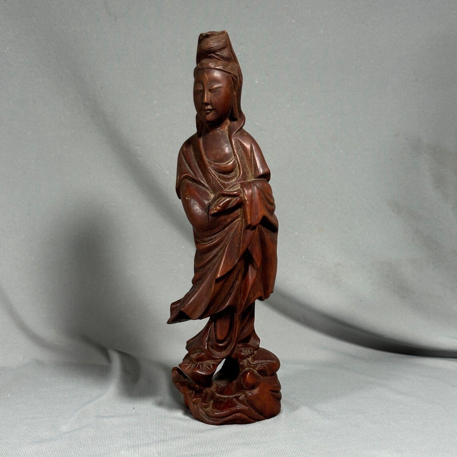 Vintage Chinese Wooden Carved Kuan Yin Figurine