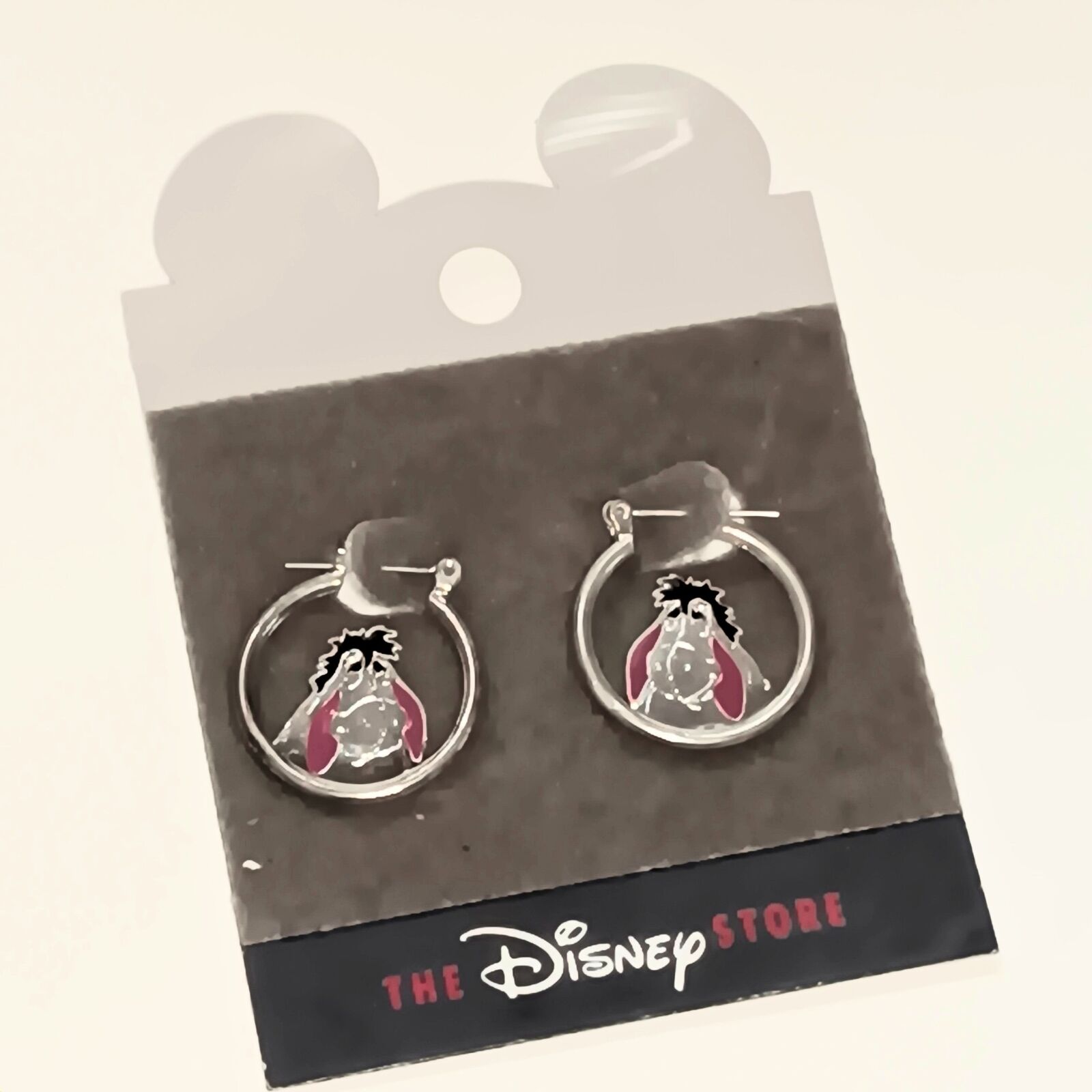 Licensed Eeyore Disney Hoop Earrings, Silver Color with Enamel Color - NEW, Pooh