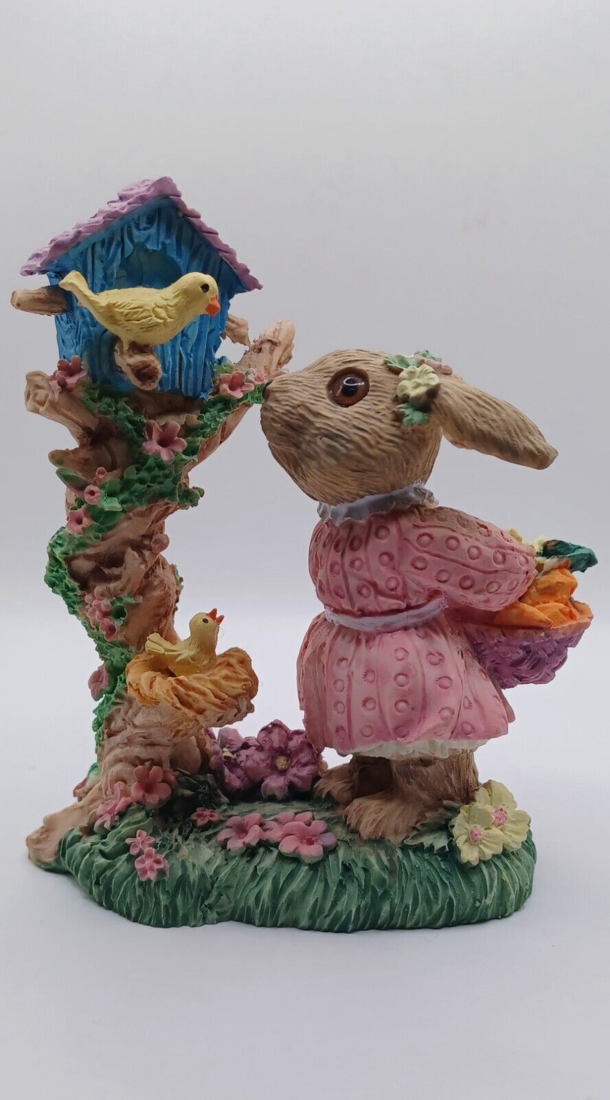 Mervyn 's 1994 Happy Easter Figurine Girl Bunny with Birds & Birdhouse