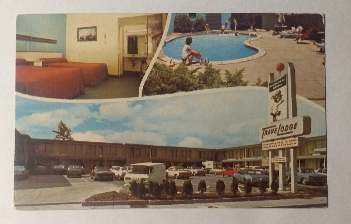 Washington DC Travel Lodge Multi View Postcard UNP Pool VTG Interior Hotel Motel