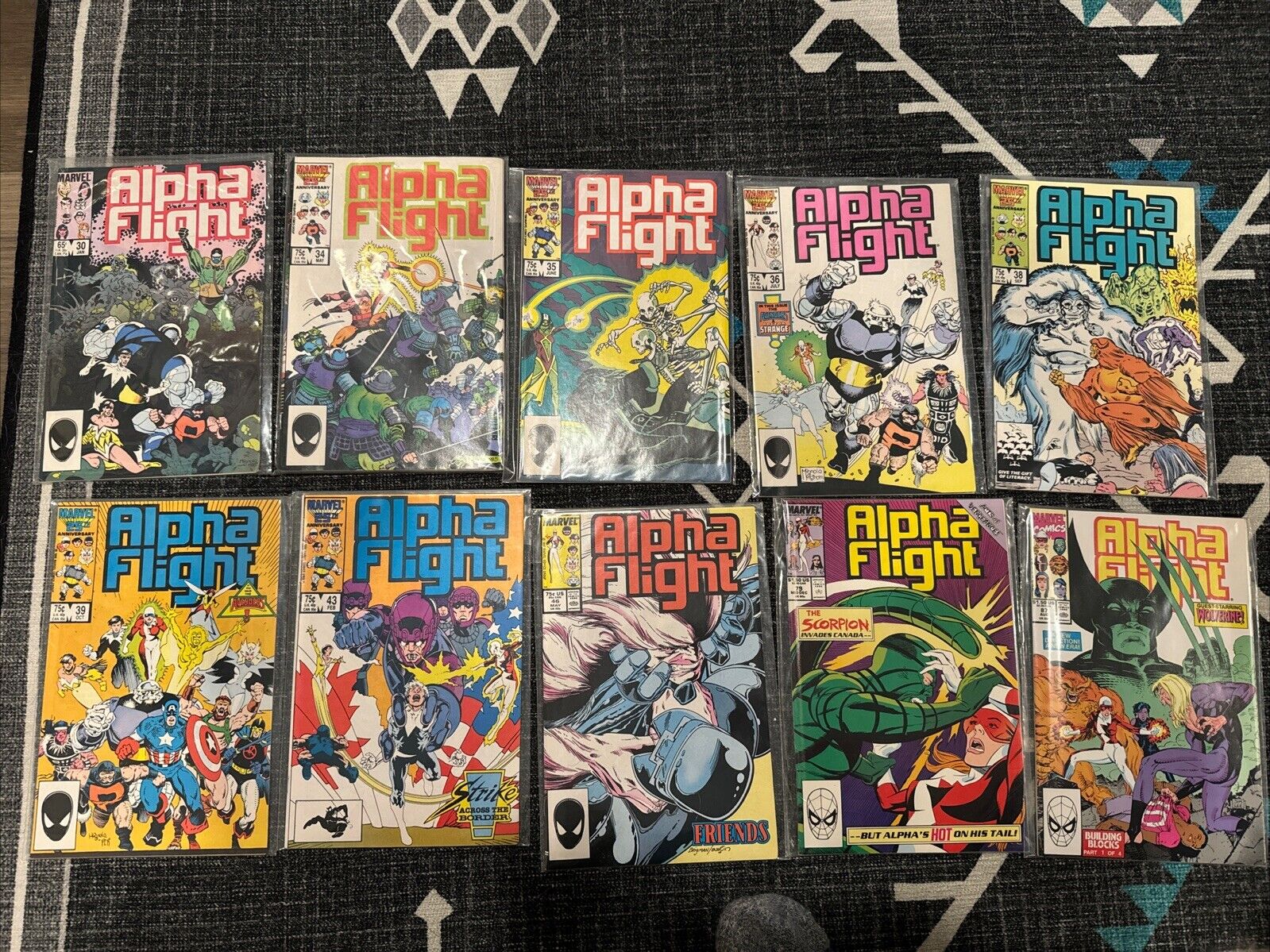 Alpha Flight #33-39, 43, 46, 79, 87 1987 Marvel Comics Lot of 10 Comics