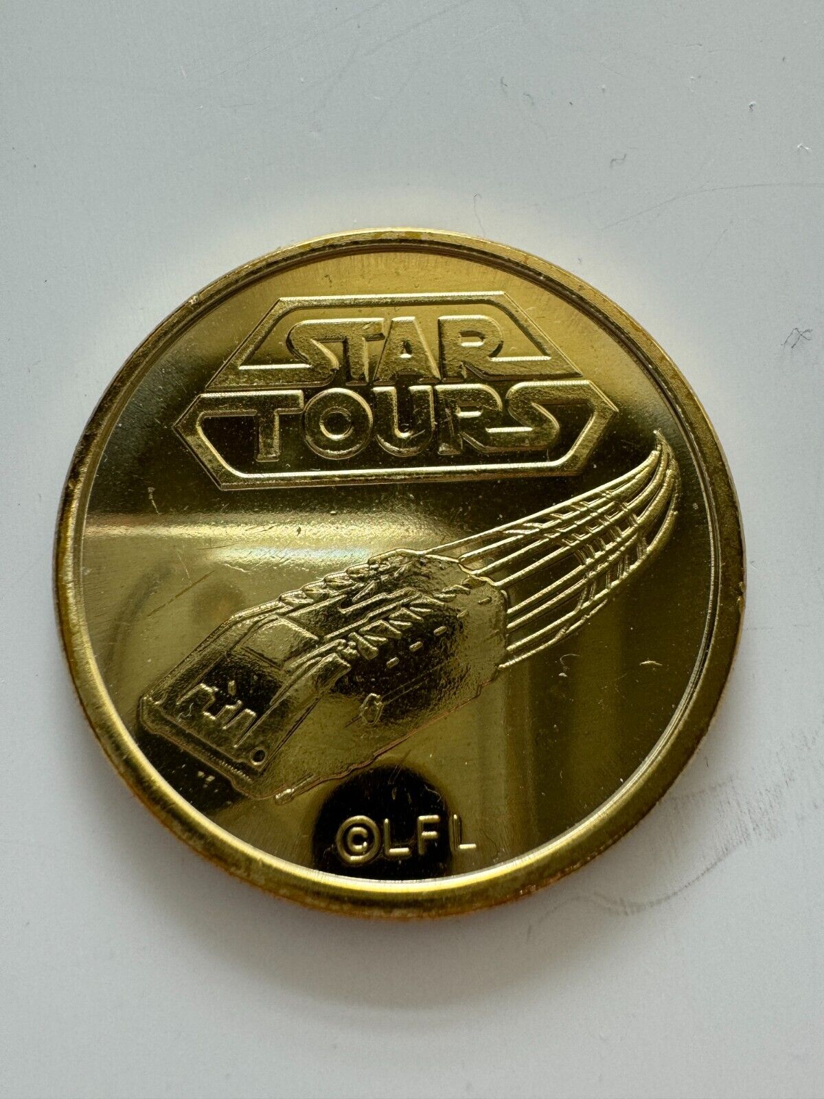 Disneyland Tomorrowland: STAR TOURS gold medallion coin Star Wars