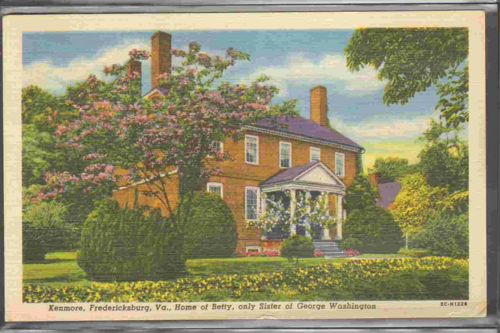 1961 Postmarked Postcard Home of Betty Washington Kenmore Fredericksburg VA