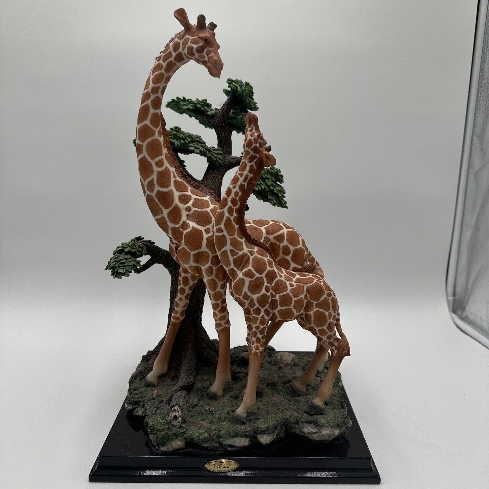 Vintage De Capoli Collection Giraffe Figurines Near Tree. Beautiful Design 17”