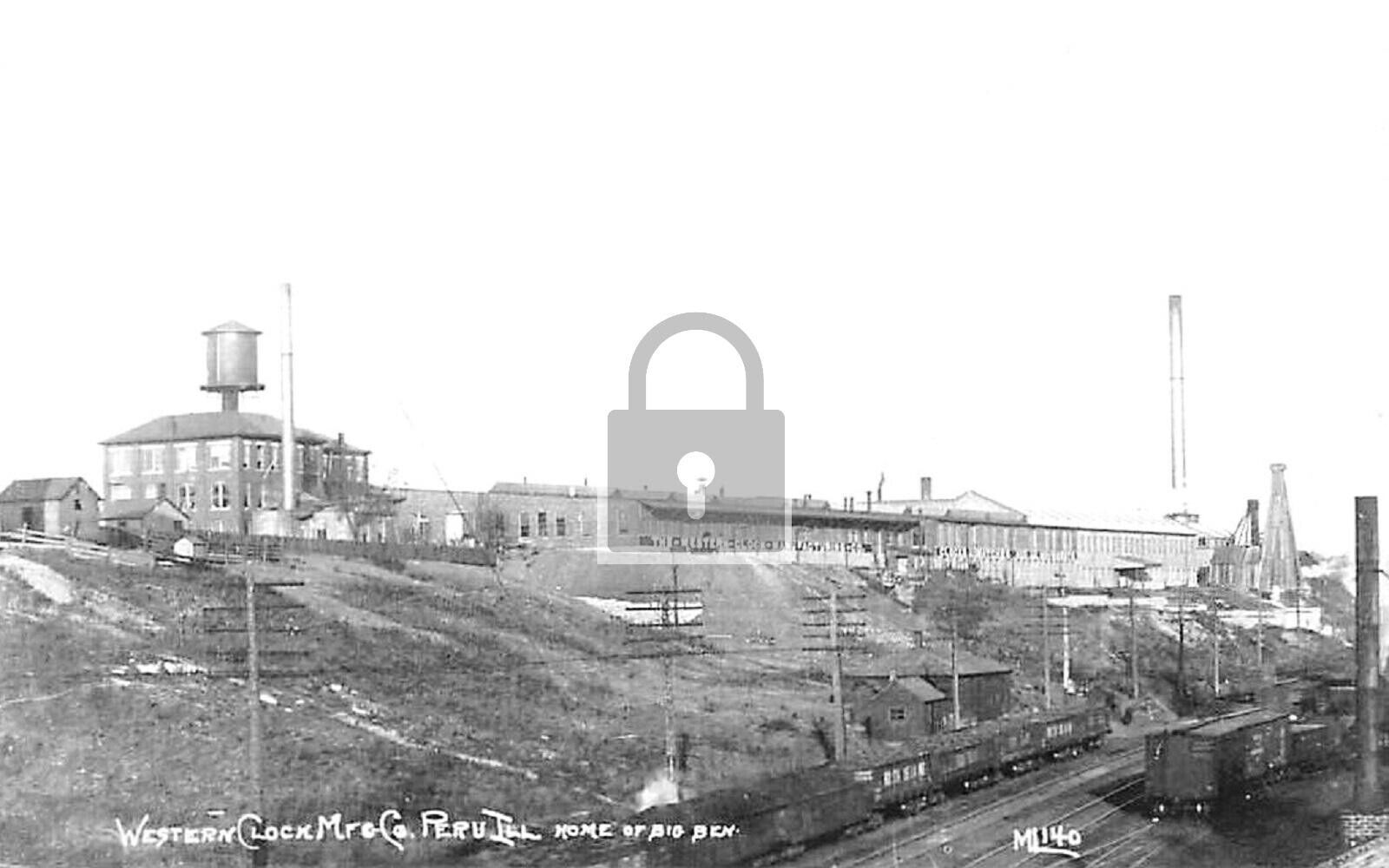 Western Clock Mfg Co Factory Peru Illinois IL Reprint Postcard