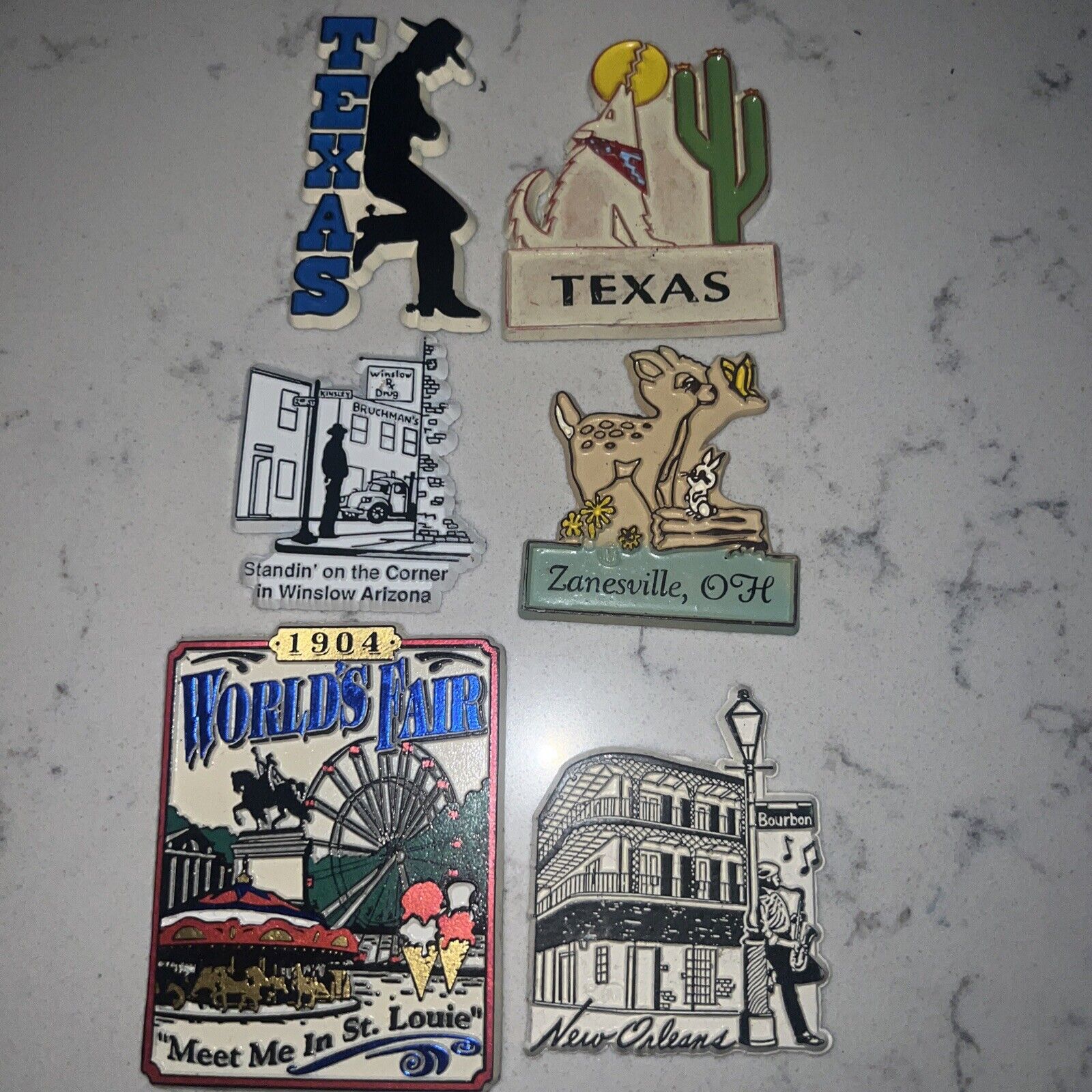 Vintage State Travel Rubber Magnets Souvenir Lot of 6 Rare