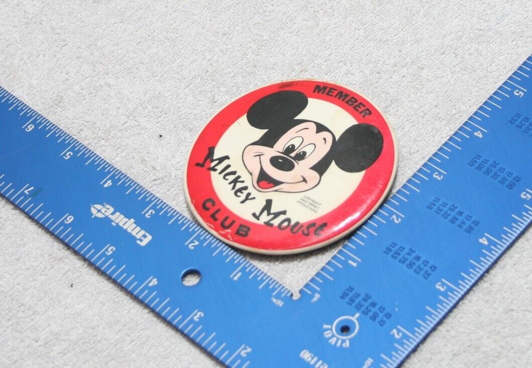 Vintage 69 Disney Mickey Mouse Club Member Button Pin Red White Metal